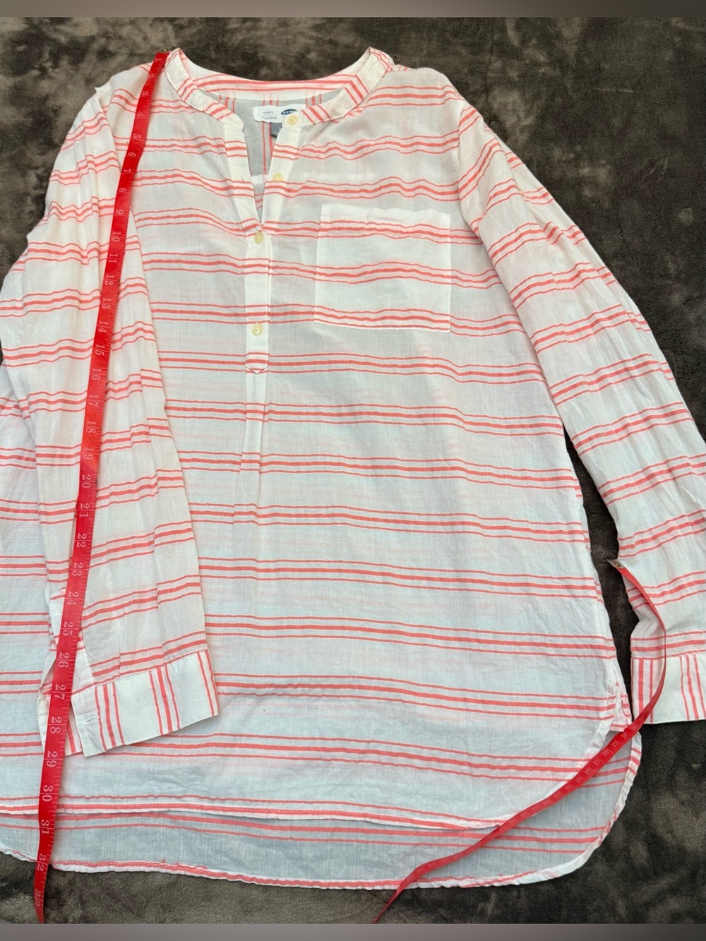 Lightweight White & Coral Striped Women’s Tunic